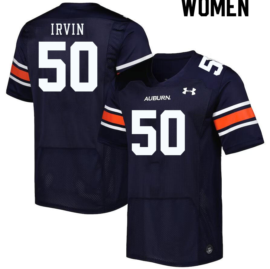 Women #50 Jalil Irvin Auburn Tigers College Football Jerseys Stitched-Navy